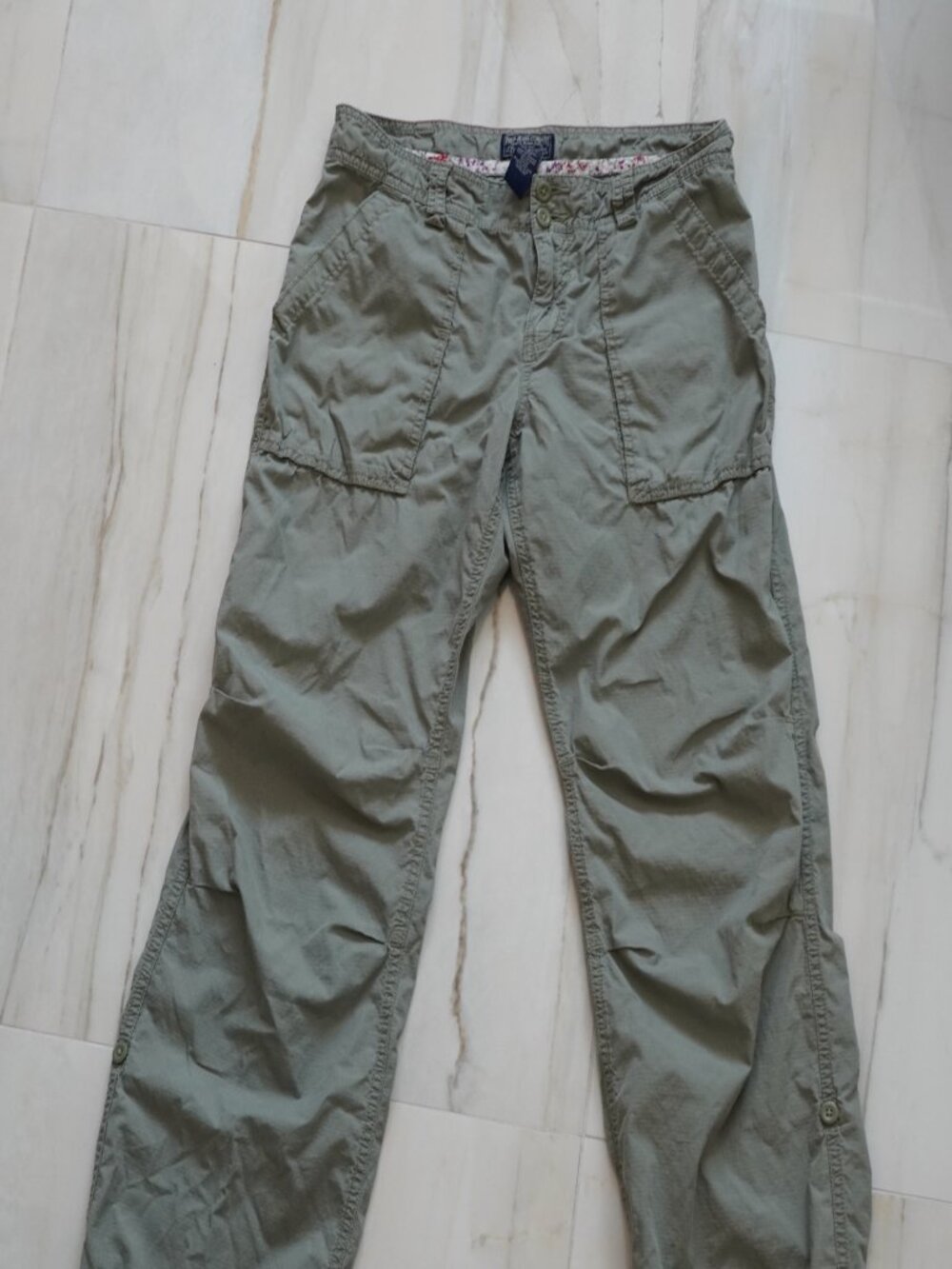Polo Jeans Co Ralph Lauren Y2K Ripstop Cargo Pants Olive Floral Lining 6